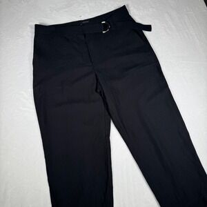 Ann Taylor Black Belted Crop Pants 12P Linen Blend Straight Leg 835854 SU24